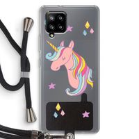 Roze eenhoorn: Samsung Galaxy A42 5G Transparant Hoesje met koord