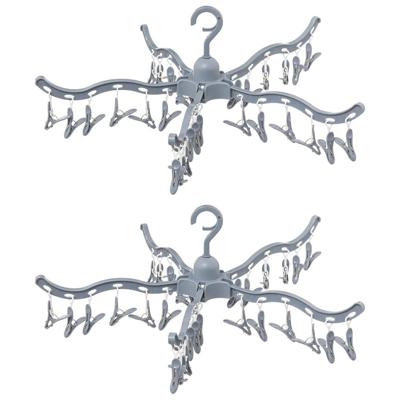Wasgoed droogcarrousel/droogmolen - 2x - 30 clips/knijpers - grijs - kunststof - 62 x 17 cm