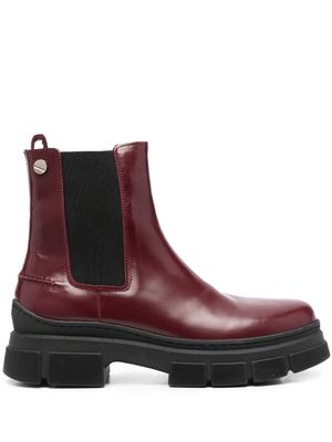 Tommy Hilfiger bottes chelsea en cuir à semelle épaisse - Rouge