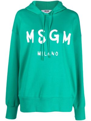 MSGM hoodie en coton à logo imprimé - Vert
