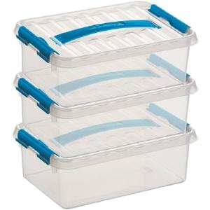 3x sunware q-line opberg box/opbergdoos - 4 liter - 30 x 20 x 10 cm - kunststof - transparant