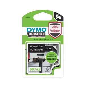 DYMO D1 -Durable Labels - White on Black - 12mm x 3m