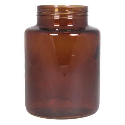 Bloemenvaas - kastanje bruin/transparant glas - H25 x D17 cm