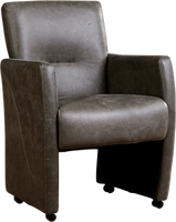 Donkergrijze leren moderne eetkamerfauteuil Pleasure - Vintage Leer Grey (donkergrijs leer)