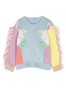 Stella McCartney Kids cardigan en maille intarsia - Bleu