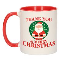 Leuke bedankt Kerst cadeau mok/beker -  Kerstman - rood   - - thumbnail