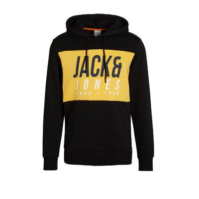 JACK & JONES CORE hoodie Jonah met logo zwart JACK & JONES CORE hoodie Jonah met logo zwart