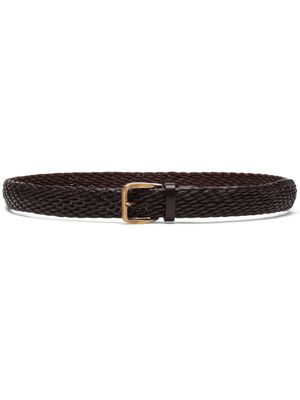 Brunello Cucinelli ceinture en cuir à design tressé - Marron