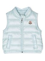 Moncler Enfant gilet matelassé à patch logo - Bleu - thumbnail