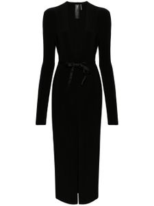 Norma Kamali robe longue ceinturée à col v - Noir