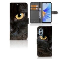 OPPO A17 Telefoonhoesje met Pasjes Zwarte Kat - thumbnail