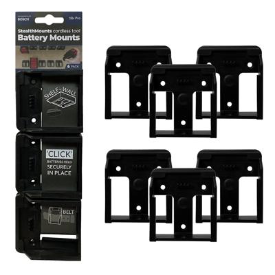 Stealthmounts Batterijhouders voor Bosch 18v | Zwart | 6 stuks - BM-BO18-6