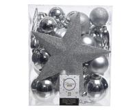 Kerstballenset kunststof mix zilver 32st Kerstballenset kunststof mix zilver 32st