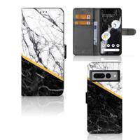 Google Pixel 7 Pro | Bookcase | Marmer Wit Zwart - Origineel Cadeau Man