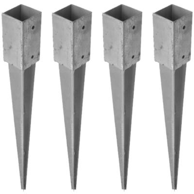 Paalhouder - 8x - met punt - staal verzinkt - 7 x 7 x 75 cm - paalvoet - palen in de grond plaatsen