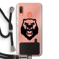 Angry Bear (black): Samsung Galaxy A20e Transparant Hoesje met koord