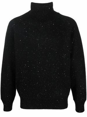 Ferragamo pull moucheté à col roulé - Noir