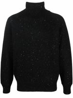 Ferragamo pull moucheté à col roulé - Noir