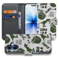 Apple iPhone 17 Portemonnee Hoesje Met Pasjes Dino Print PU Leer