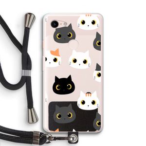 Katten: Pixel 3 XL Transparant Hoesje met koord