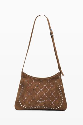 Middelgrote geperforeerde tas met leerlook - BROWN - U