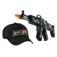 Leger/soldaten verkleedset - voor kinderen - Machinegeweer en army print pet