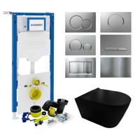 Geberit UP320 Toiletset set44 Civita Black Rimless Mat Zwart Met Sigma Drukplaat