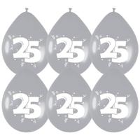 25 jaar getrouwd Jubileum thema ballonnen - 6x stuks - zilver - versiering - feestartikelen