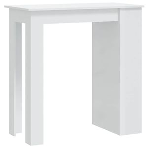 The Living Store Bartafel - Wit Hoogglans - 102x50x103.5cm - Met opbergvakken