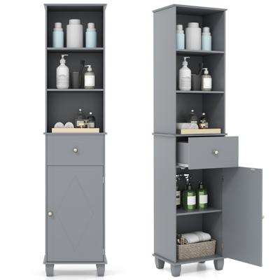 172 cm Badkamermeubel Slimline Badkamermeubel Vrijstaand Ruimtebesparend Badkamermeubilair Grijs