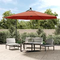 VidaXL Zweefparasol met led-verlichting 350 cm terracottakleurig