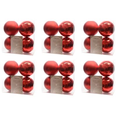 24x Kerst rode kerstballen 10 cm kunststof mat/glans