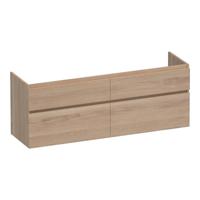Brauer Delight - Onderkast - 160 cm - met 4 Softclose Lades Greeploos en 2 Sifon Uitsparingen - Lamellen Eiken Naturel