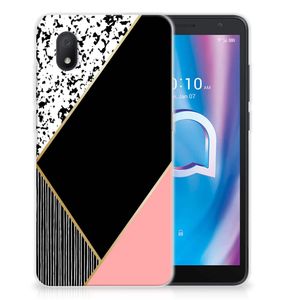 Alcatel 1B (2020) TPU Hoesje Zwart Roze Vormen