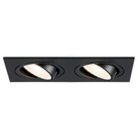 Mallorca LED inbouwspot - IP20 - Kantelbaar - 8 Watt 690 Lumen - 4000K Neutraal wit - Dubbel - GU10 - Dimbaar - Rechthoek - Voor binnen - Zwart