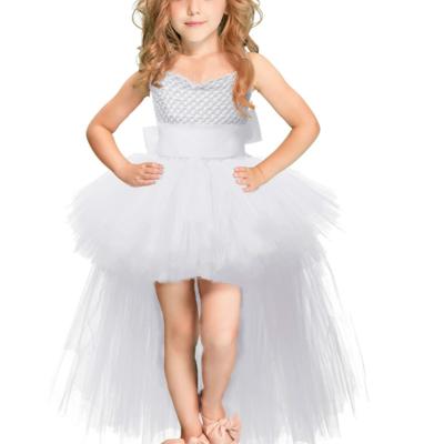 Witte meisjes Lace Sling jurk mesh Tutu partij jurk KId grootte: 2 leeftijd (80-90cm)