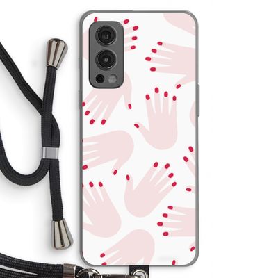 Hands pink: OnePlus Nord 2 5G Transparant Hoesje met koord