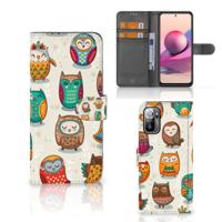 Xiaomi Redmi Note 10/10T 5G | Poco M3 Pro | Telefoonhoesje | Met pasjeshouder | Vrolijke Uilen