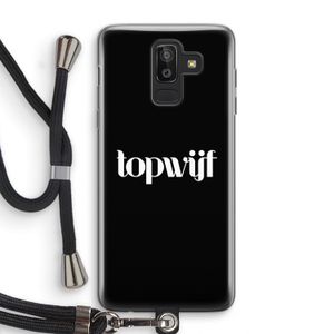 Topwijf Zwart: Samsung Galaxy J8 (2018) Transparant Hoesje met koord