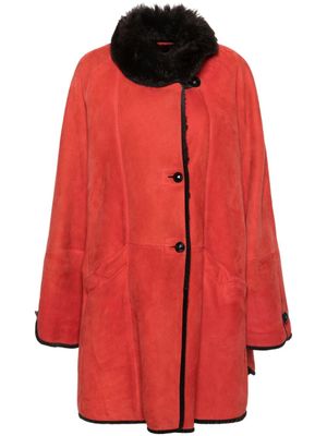 A.N.G.E.L.O. Vintage Cult manteau à détails en peau lainée - Rouge
