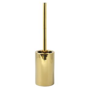 Luxe Toiletborstel in houder Sienna - goud glans - porselein - 42 x 10 cm - met binnenbak