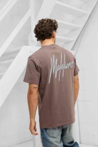 Malelions Striped Signature T-Shirt Heren Bruin - Maat M - Kleur: Bruin | Soccerfanshop