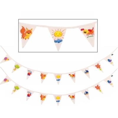 Inkleurbare blanco vlaggenlijn DIY - 2x - katoen - 110 cm