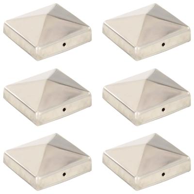 Paalkappen 6 st piramide 81x81 mm roestvrij staal