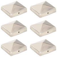 Paalkappen 6 st piramide 81x81 mm roestvrij staal