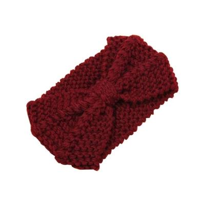 Winter gebreide hoofdband tulband vrouwen haak Bow breed stretch Hairband Zandana (wijn)
