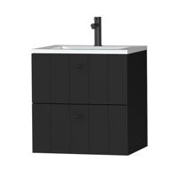 Tiger Maryport Meubelset 60 cm met 2 lades Mat zwart incl Quadro wastafel Hoogglans wit - 1496008915