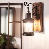 Wandlamp industrieel hout &apos;Fiana&apos; lantaarn e27