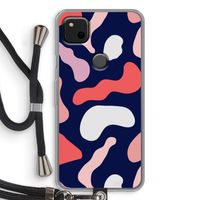 Memphis Shapes Pink: Pixel 4a Transparant Hoesje met koord