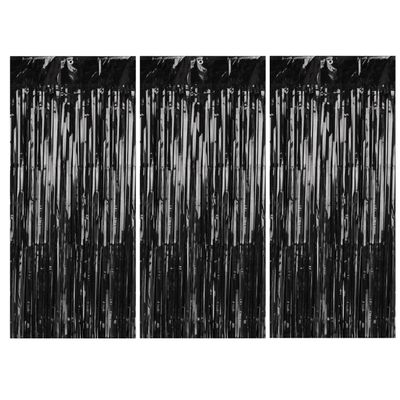 Folie deurgordijn/feestgordijn - 3x - zwart - 90 x 250 cm
